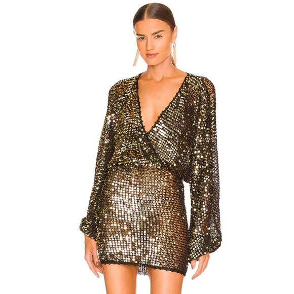 retrofete Lucia Dress in Black & Gold size XS/S - Picture 1 of 11